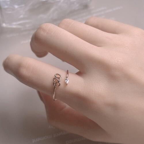 2021 Silver New Fashion 520 Couple Personality Engagement Ring Flash Diamond Tide Parent-child For Family Jewelry Christmas Gift