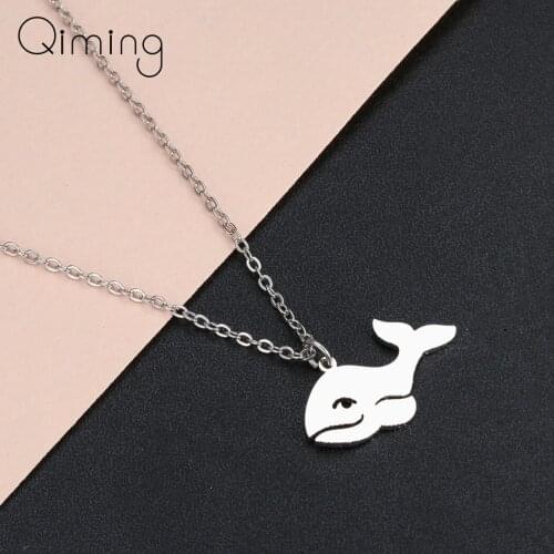 Fashion Gold Dolphin Pendant Necklace Women Cute Sea Animal Girl Child Shark Pendant Necklace Christmas Stainless Jewelry