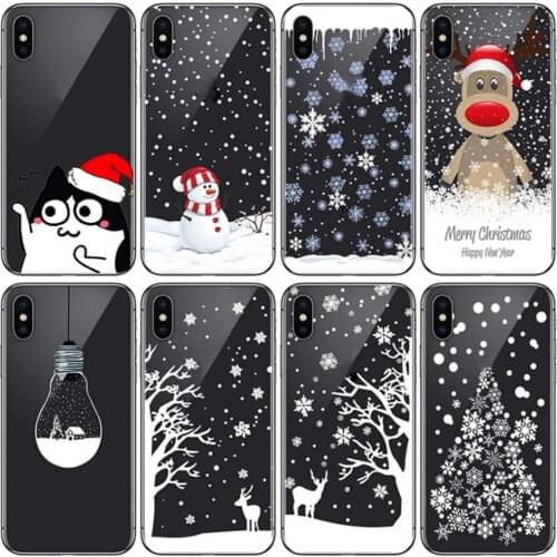Soft TPU Phone Cases Coque Merry Christmas Santa Claus Happy New Year for iPhone 5 5S SE 6 6S 7 8 Plus X Xs Max Xr Coque Shell