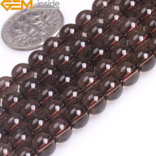 Natural Round Grey Smoky Quartzs Beads 4mm-18mm Loose DIY For Jewlery Making Strand 15inch