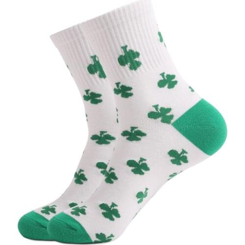 2021 New Fashion Women Four Leaf Clover Socks St. Patricks Holiday Striped Men Cotton Socks High Quality Drop shipping