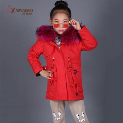 New girl clothes up to -30 degrees long ted stitched clothes winter jacket kids warm thick coats and pure wool leather hooded ja