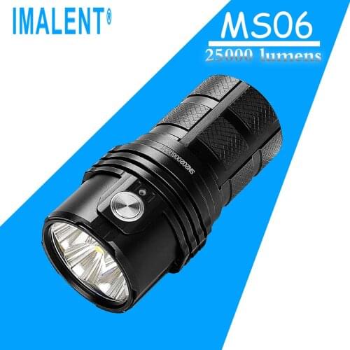 Original IMALENT MS06 LED Flashlight CREE XHP70 2nd 25000 LM Rechargeable 21700 Battery Light for Searching, Caving,Rescue Torch