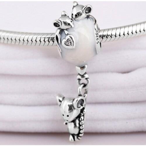 Original Mouse Floating Balloon With Two Mice Friends Pendant Beads Fit 925 Sterling Silver Charm Bracelet Diy Jewelry