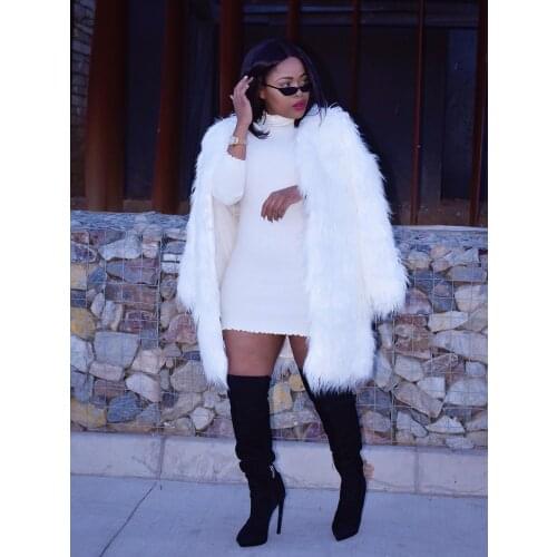 Ueteey New Coat Fashion Warm Elegent White Winter Women Faux Fur