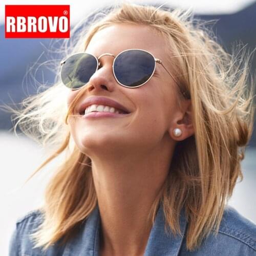 RBROVO 2021 Retro Sunglasses Women Small Vintage Sun Glasses for Women/Men Luxury Sunglasses Women Mirror Oculos De Sol Feminino