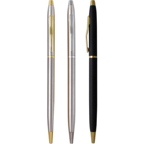 1Pcs Copper Metal Ballpoint Pen Slim Light Rotating Ball Point Pen Commercial Pencil Gift