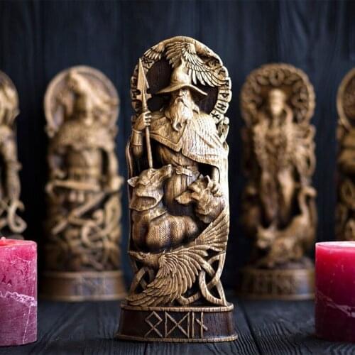 Norse Gods Miniatures Figurines Home Decoration Resin Crafts Scandinavian Pantheons Ornaments Creative Handmade Carved Statue