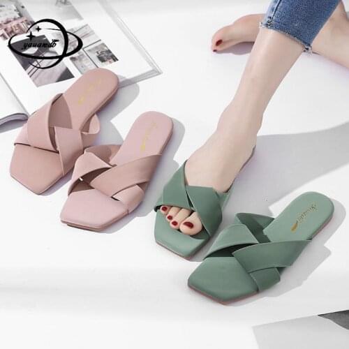 35-39 Womens Slippers Summer Female Flip Flops Flat With Outside Pu Solid Color Anti-slippery Soft Light Ladies Shoes H23