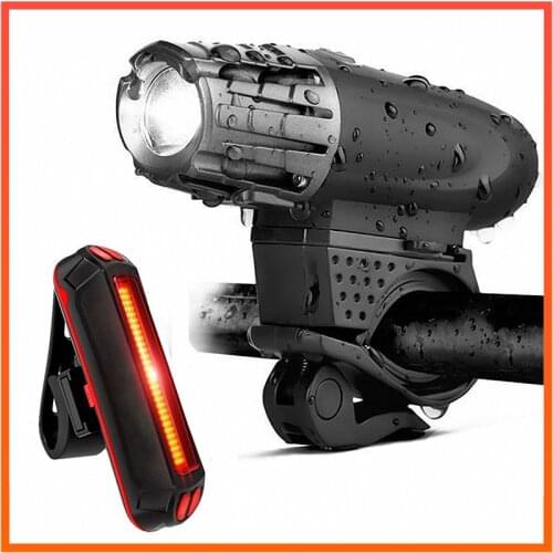 Outdoor Waterpoof USB Rechargeable Bike Light Cycling Light Set Front Light+Rear Light Super Bright Flashlight LED Headlight