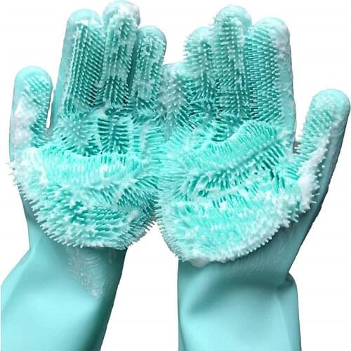 250 Grams Magic Dishwashing Gloves Cold Hot Proof Silicone Cleaning Sponge Gloves for Housework Kitchen Bathroom Pet Washing