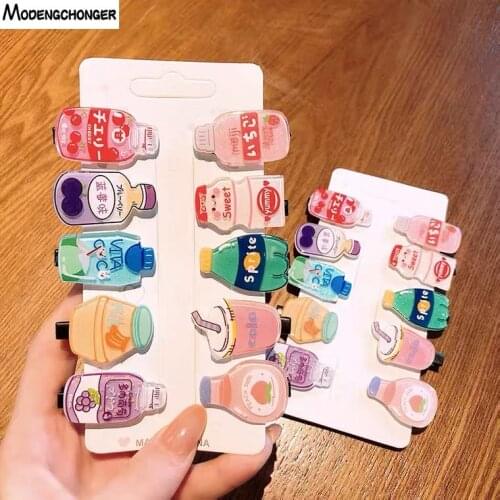 10PCS/Set New Fashion Sweet Cartoon Ice Cream Drink Hair Clip For Girls Kids Lovely Hairpins Headband Barrettes Hair Accessories