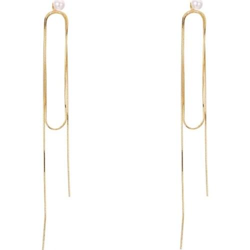 ONYSS Earring 2021 Trend Pearl Cross Hoops Shape Fashion Luxury Jewelry Long Chain Statement Drop Dangle Earrings Sets for Women