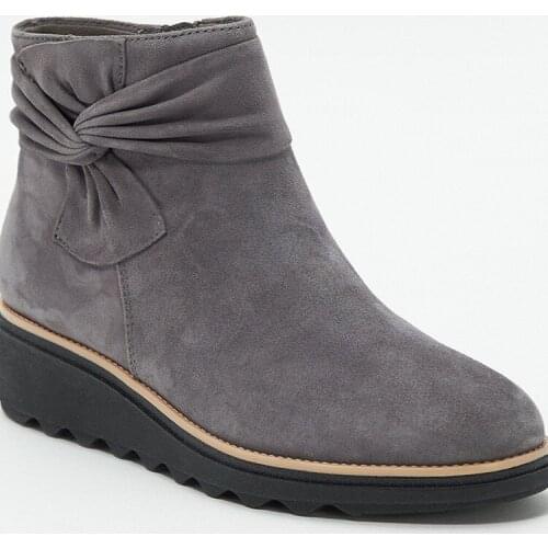 Hot5 New Women Boots Autumn Solid Suede Wedges Platform ankle Boots Fashion Bow-knot Chelsea Boots Platform Zipper Walking Shoes