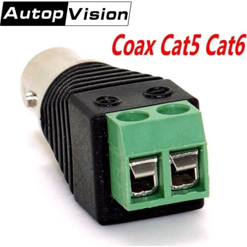 Freeshipping 10pcs BNC Connectors Coax Cat5 Cat6 BNC female CCTV Connector BNC female Jack Video Balun Camera connectors