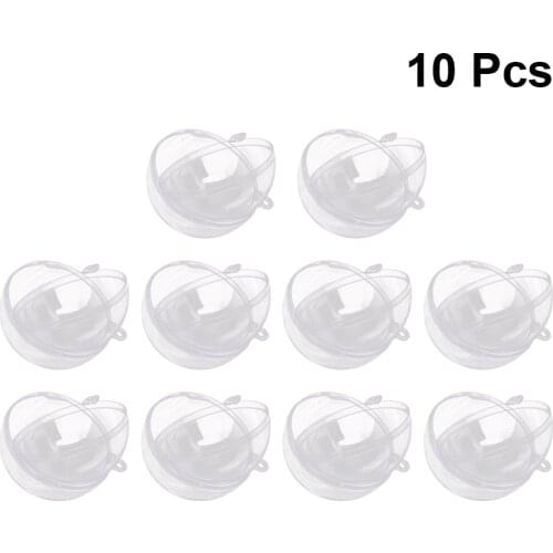 10pcs Christmas Ball Hollow Plastic Transparent Pendant Christmas Tree Decor Christmas Ball Ornament for Shop Home Office