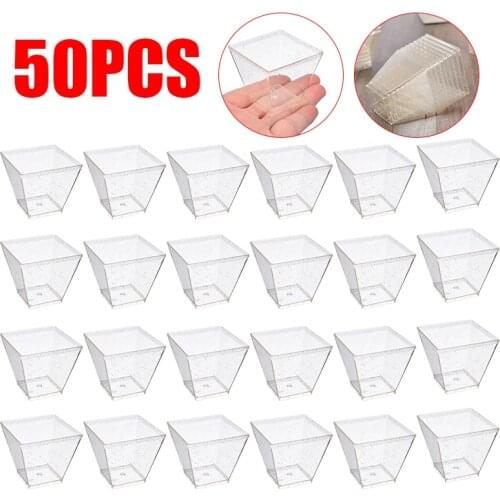 120ml 60ml 2oz Plastic Cup Square Cake Dessert Cups Cube Pudding Yougurt Sauce Container Cups Sample Dish Tray Decor 5*5*4.5cm