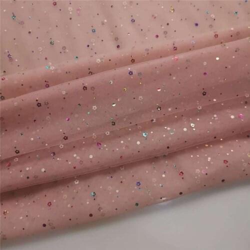 2 Yards Soft Colorful Floral Sequined Tulle Lace Fabric Gradient Mesh For DIY Bridal Veil Wedding Dress Baby Tutu Party Dress