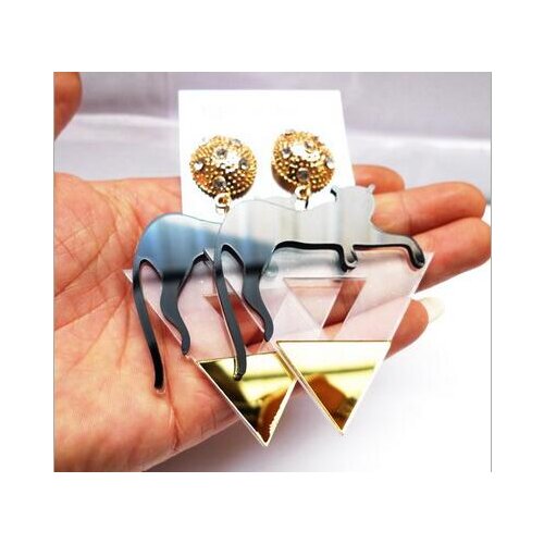 2017 new fashion acrylic triangle leopard drop earrings for women men punk rock club party jewelry geometric animal cat earrings