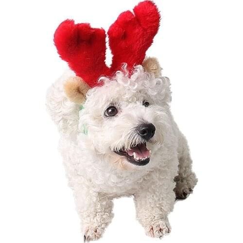 2020 New Year Christmas Pet Headband Deer Horn Hat Costume Dog Puppy Cat Cosplay Party Product Headwear Caps Hat For Dog Cats