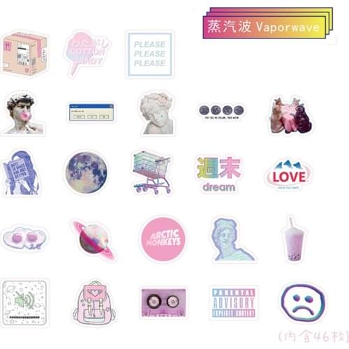 46Pcs/box Lovely Steam Wave Diary Paper Label Stickers Scrapbooking Decorative Sticker DIY Stationery Children Gift