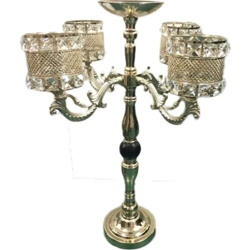 5-arms Candelabrum Metal Candle Holders Candelabras Gold Candle Holder Wedding Table Centerpiece Party Flower Rack Event Decor