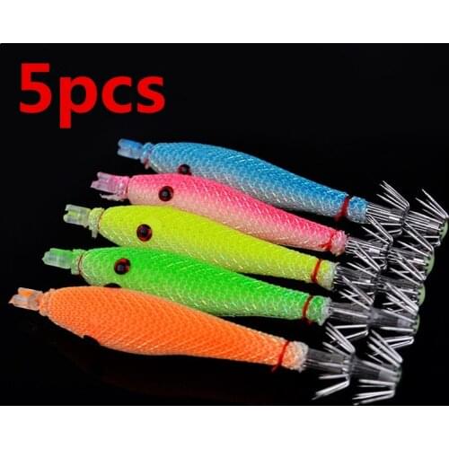 5PCS/lot Squid Hook Soft Bait Fishing Lure Artificial Squid Hook Jigs Octopus Cuttlefish Shrimp Lure Fishing Lures