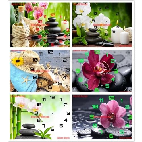 Flower 5d diamond painting full set with clock 3d diamond mosaic sale clock 5d diamond mosaic sale diamond embroidery diy frame