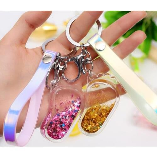 Fantasy Feet Move Glitter Quicksand Liquid Star Key Chain Keyring Car Key Bag Pendant Family Women Friend Gift Foot Keychain