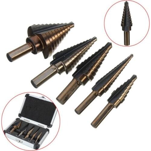 Woodworking Ferramentas Marcenaria Taladro 5pcs Hss Cobalt Multiple Hole 50 Sizes Step Drill Bits Set Kit With Aluminum Case