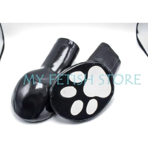 DM8271)100% natural latex Pure handmade rubber second skin latex paw bondage dog pup gear slave gloves fetish wear