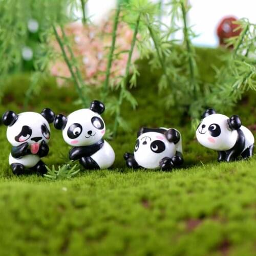 Home Mini PVC Cute Little Panda Figurines Cute Sleeping Panda Dolls for Home Garden Decor Fairy Garden Miniatures Ornaments 8Pcs