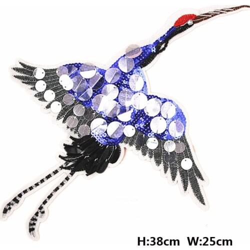 Big Bird Embroidery Beaded Sequins Applique Paillette Fabric Sweater Clothe Sew on Patch Sequined Sticker T-shirt DIY BT143