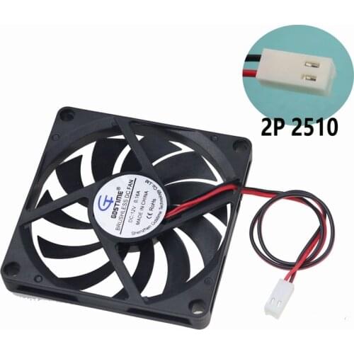 Gdstime 2 Pcs 12 Volt 8cm 80mm x 80mm x 10mm 8010 2Pin-2510 Connector Cooler Computer DC Cooling Fan 12V