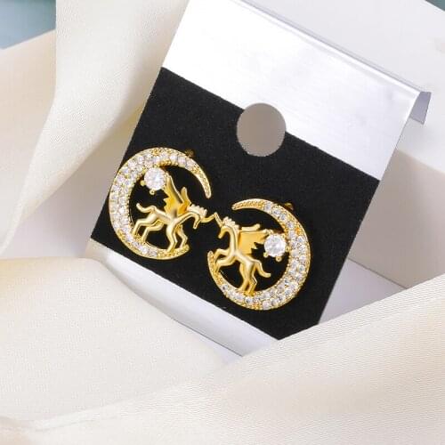 Dainty Crystal Zircon Moon & Star Earings Fashion Wedding Jewelry Crescent Unicorn Earring Bridesmaid Gifts Bijoux Femme 2021