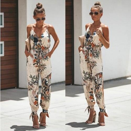 Jumpsuit Women Spring Summer Sexy Rompers High Waist V-neck Casual Tracksuit Work Wear Slim Fit Streetwear Jumpsuit Sleeveless