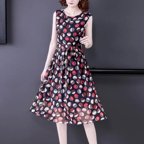 Summer Fashion Bodycon Print Chiffon Beach Midi Dress 2021 Vintage Plus Size Sleeveless Sexy Dress Women Elegant Party Vestidos