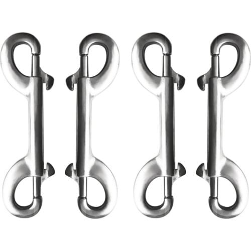 MagiDeal 4pcs/set Scuba Diving 316 Stainless Steel Double Ended Snap Bolt Clip Hook 10cm (4 inch) Stainless Steel Diving Clip