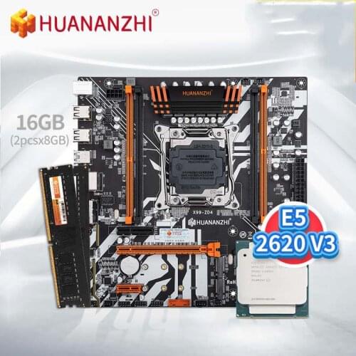 HUANANZHI X99 ZD4 Motherboard with Intel XEON E5 2620 v3 with 2*8G DDR4 NON-ECC Memory Combo Kit Set NVME SATA USB 3.0