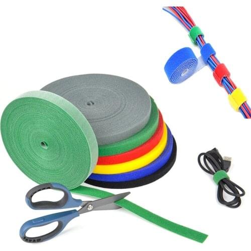 2M*5 Colors/Set Kabel Organizer Reusable Hook and Loop Magic tape Fasteners Cable ties Self Adhesive Fastener Tape