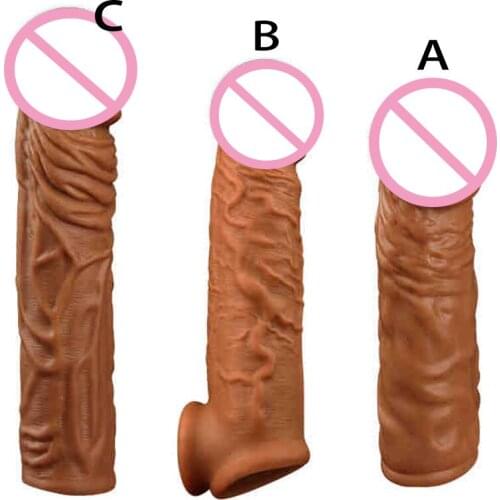 Soft Silicone Penis Sleeve Adult Erotic Toys Penis Enlargement Extender Cock Sleeve Sex Tools For Men Dick Lock Ejaculation