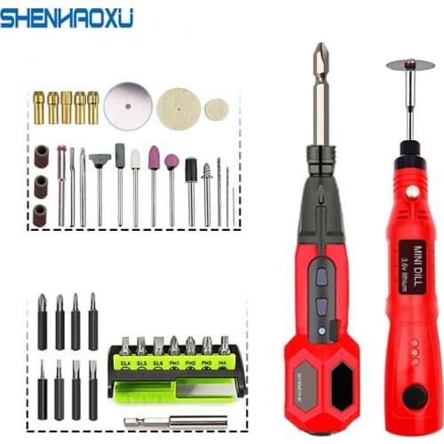 Power Tool Set Mini Grinder Drill Cordless Electric Screwdriver 3.6V Li-ion Battery Rechargeable Household Electric Tool