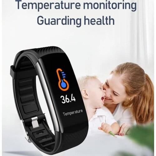 2021 New C6T Body Temperature Smart Bracelet Watch IP67 Waterproof Heart Rate Monitor Smartband Wristband Fitness Health Tracke