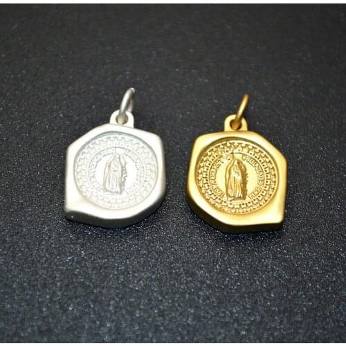 New Deisgn Square Shape Blessed Virgin Mary Charms Fashion Unisex Christian Jewelry Making Findings For Bracelet Neckalce Making
