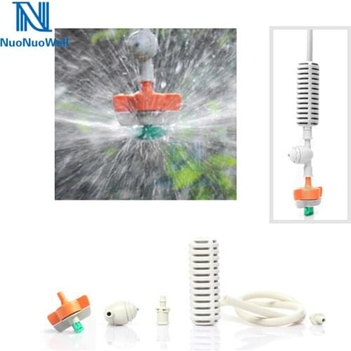 NuoNuoWell 10Pcs-Pack Atomizing Nozzle Misting Hanging Sprinkler Kit Garden Greenhouse Irrigation 1/4'' Hose Connector Anti-Drip