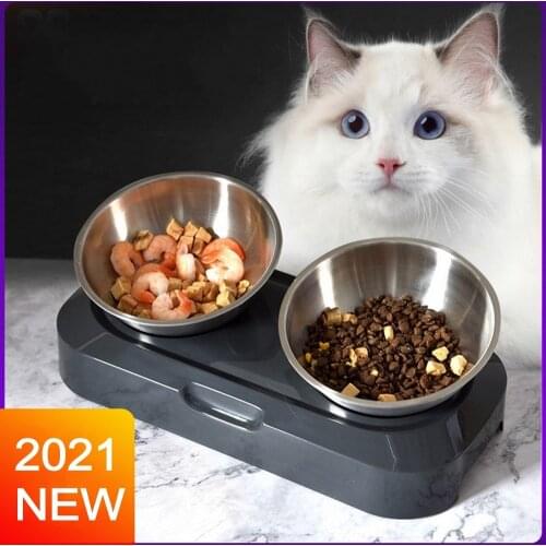 Single/Double Dog Bowl Stainless Steel Dog Food Bowl Pet Puppy Cat Bowl Feeder Feeding Dog Dish Water Bowl For Small Dogs Cats