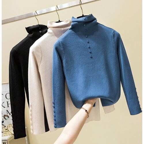 Autumn Winter Women Sweaters Pullovers Long-sleeved Solid Casual Bottoming Sweater Female Knitted Jumpers Sweter Mujer L173