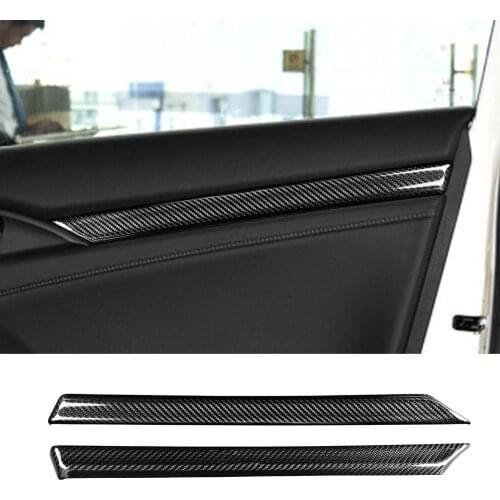 Real Carbon Fiber Front Door Panel Cover Decor Trim Fit for Honda Civic 10th 2016-2021 Interior Car Assessoires