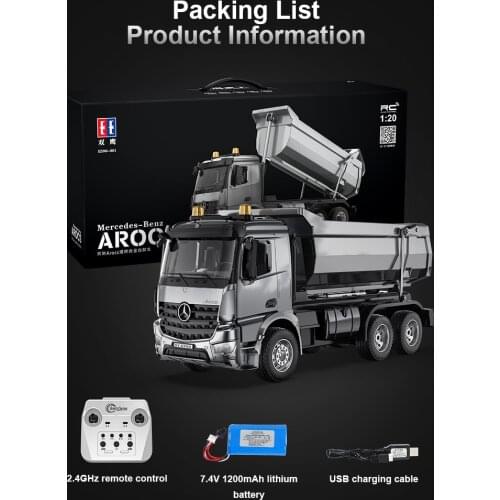 1/20 Alloy RC Truck 2.4G Remote Controlled Car Caterpillar Model Dump Trucks Tractor Engineering cars on radio station Toy boys