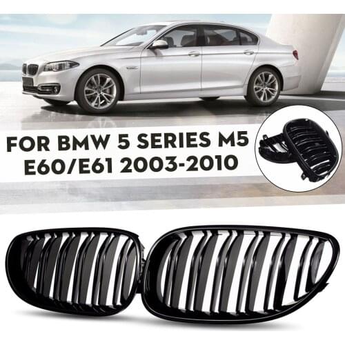 Pair Gloss Black Car Front Sport Grill Kidney Grilles Stylin For BMW 5 Series M5 E60 E61 2003 2004 2005 2006 2007 2008 2009 2010